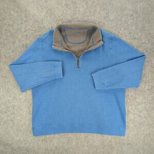 Tommy Bahama Sweater Mens XXL Blue Quarter Zip Pullover Reversible
